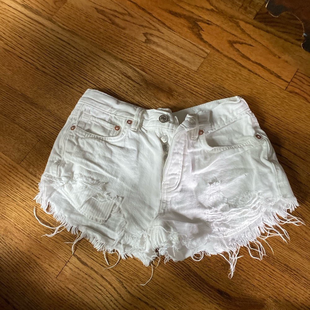 Free People white jean shorts